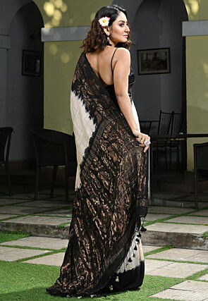 Woven Pure Matka Silk Saree in Light Beige