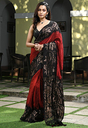 Woven Pure Matka Silk Saree in Maroon