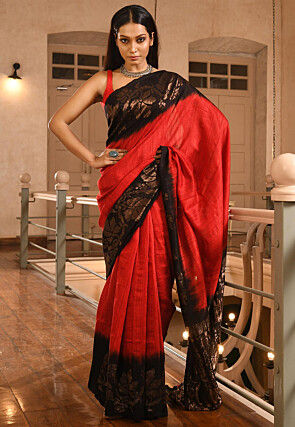 Woven Pure Matka Silk Saree in Red