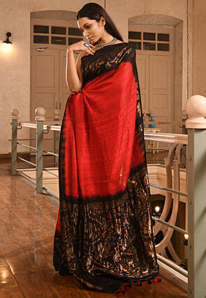 Woven Pure Matka Silk Saree in Red