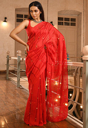 Woven Pure Matka Silk Saree in Red