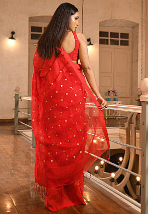 Woven Pure Matka Silk Saree in Red