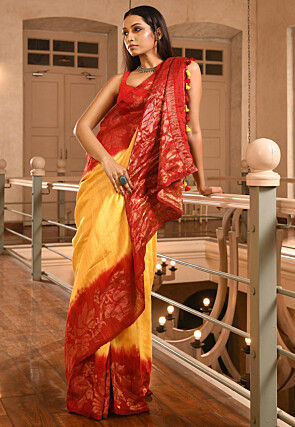 Woven Pure Matka Silk Saree in Yellow
