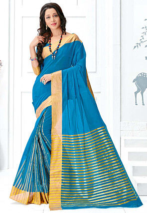 Woven Pure South Cotton Saree in Blue