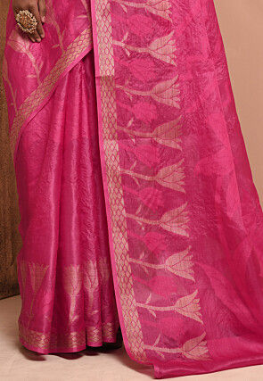 Banarasi Tussar Silk Saree in Fuchsia