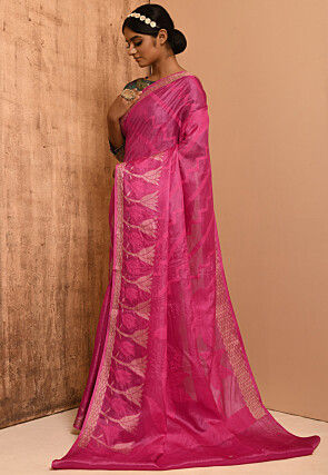 Banarasi Tussar Silk Saree in Fuchsia