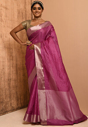 Banarasi Tussar Silk Saree in Fuchsia
