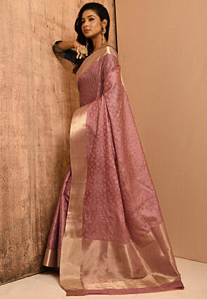 Banarasi Tussar Silk Saree in Light Old Rose