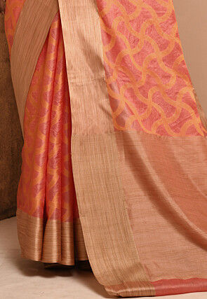 Banarasi Tussar Silk Saree in Peach