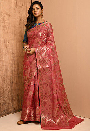 Banarasi Tussar Silk Saree in Peach