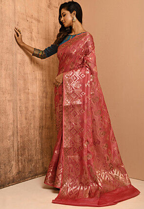 Banarasi Tussar Silk Saree in Peach