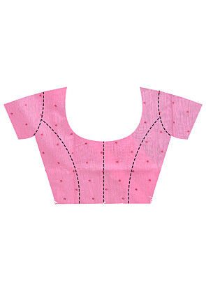 Woven Chanderi Silk Saree in Pink