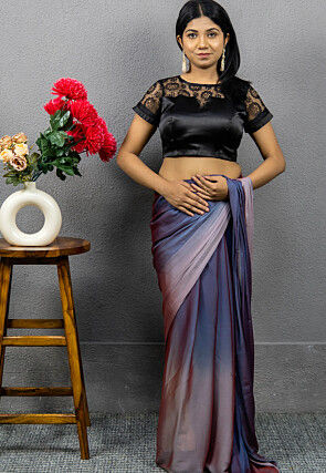 Woven Satin and Chantelle Net Blouse in Black