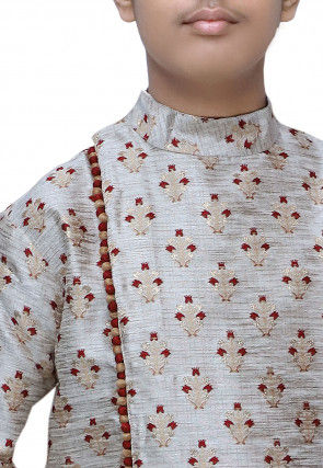 Woven Silk Jacquard Dhoti Sherwani in Off White