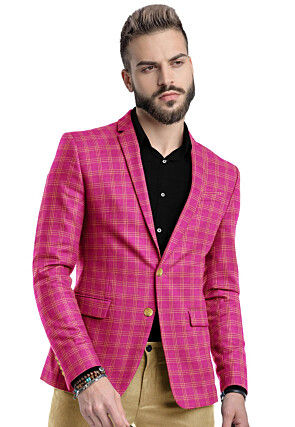 Woven South Cotton Blazer in Pink