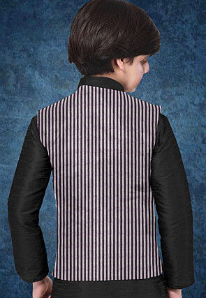 Woven South Cotton Nehru Jacket in Purple