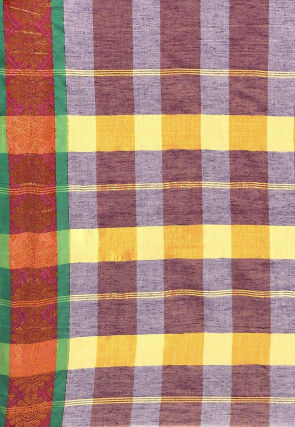 Woven South Cotton Saree in Blue and Red