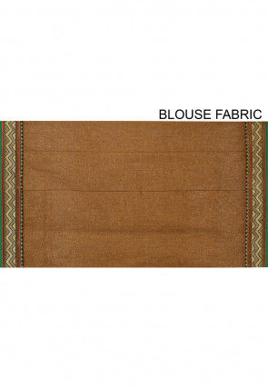 Woven South Cotton Saree in Dark Beige