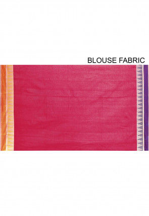 Woven South Cotton Saree in Fuchsia