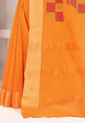Woven South Cotton Saree in Mustard