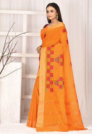 Woven South Cotton Saree in Mustard