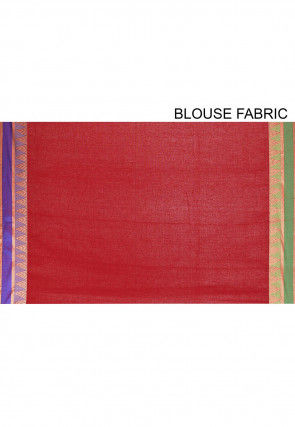Woven South Cotton Saree in Red