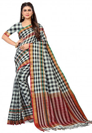 pure handloom silk cotton sarees with check pallu by petals boutique, pure  handloom silk cotton check pallu sarees | ID - 3319229