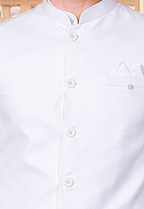 Woven Terry Rayon Bandhgala in Off White