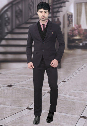 Woven Terry Rayon Suit in Black