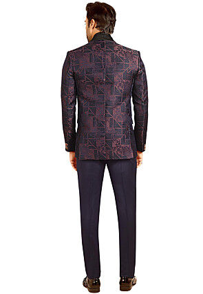 Woven Terry Rayon Jacquard Tuxedo in Purple