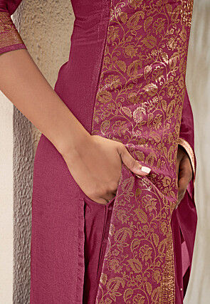 Woven Tissue Jacquard Pakistani Suit in Magenta