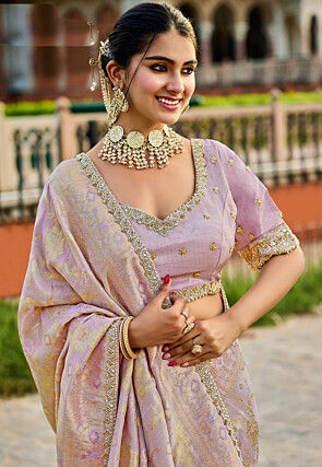 Woven Tissue Jacquard Saree in Light Purple