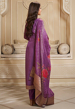 Woven Tissue Pakistani Suit in Purple