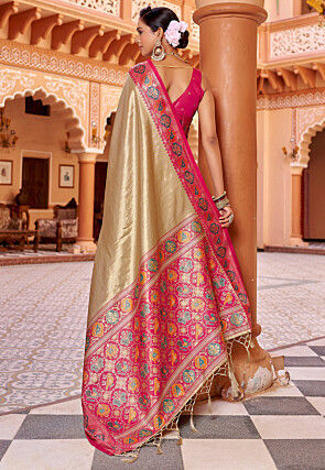 Woven Tissue Saree in Golden