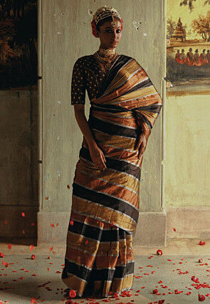 Woven Tissue Saree in Multicolor