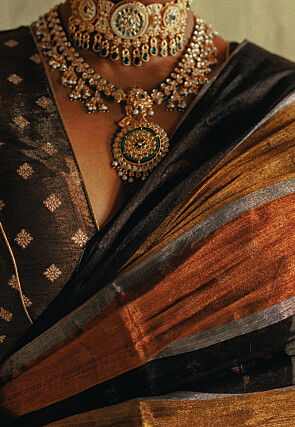 Woven Tissue Saree in Multicolor