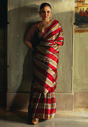 Woven Tissue Saree in Multicolor
