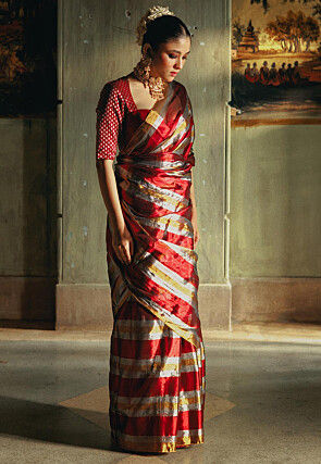 Woven Tissue Saree in Multicolor