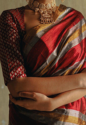 Woven Tissue Saree in Multicolor