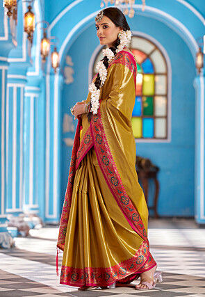 Woven Tissue Saree in Mustard