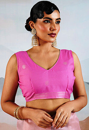 Woven Tissue Saree in Pink