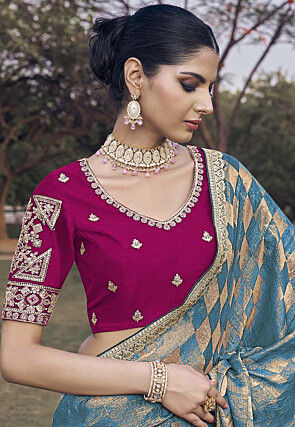 Woven Tissue Silk Saree in Blue