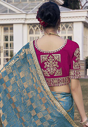 Woven Tissue Silk Saree in Blue
