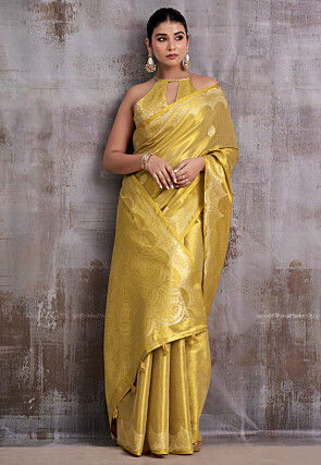 gold saree dress Golden Saree: A Vast Collection Of Golden Colour Sarees Online At Utsav Fashion smocked