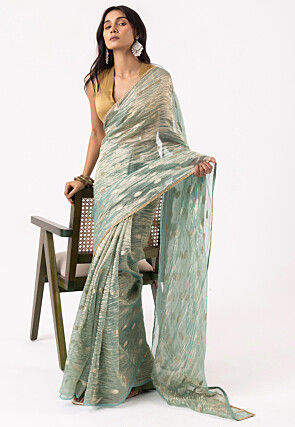 Woven Tissue Silk Saree in Pastel Blue