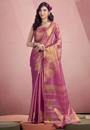 Woven Tissue Silk Saree in Purple