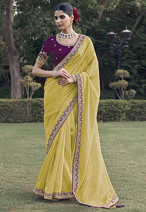 Woven Tissue Silk Saree in Yellow