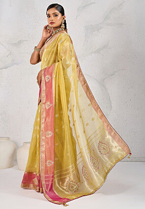 Woven Tissue Silk Saree in Yellow