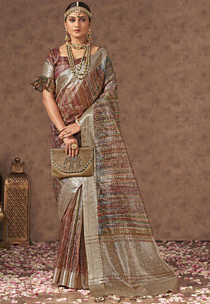 Woven Tussar Silk Saree in Multicolor