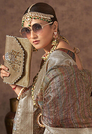 Woven Tussar Silk Saree in Multicolor